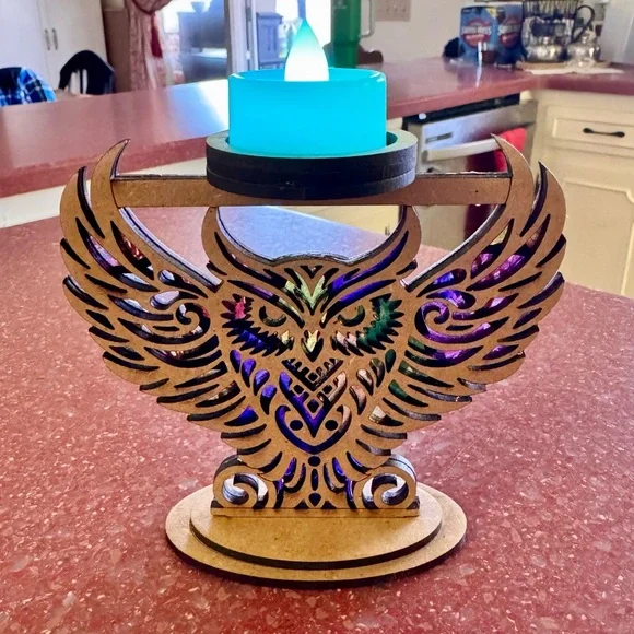 One Hand crafted by me wood dbl layer Tea light candle holder made to order - Picture 3 of 12